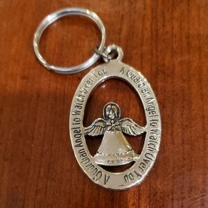 Silver Guardian Angel Keychain